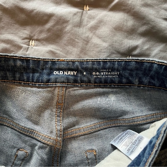 Old Navy Women's High Rise O.G Straight Patchwork Light Wash Jeans Size 6 - Picture 9 of 14